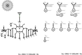 Krištáľový luster - 64*Ø 120 cm