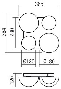 Redo 01-4333 - LED stropné svietidlo LUMIEN 4×LED/26W/230V 2700/3000K CRI90 čierne