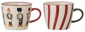 Hrnčeky na cappuccino s vianočným motívom z kameniny v súprave 2 ks 300 ml Jolly – Bloomingville