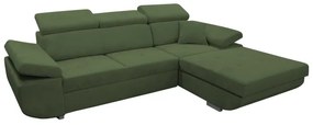 Rozkladacia rohová sedacia súprava s úložným priestorom v tvare L CASTELO, pravostranné prevedenie, zelená
