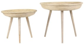Ratanové okrúhle odkladacie stolíky v súprave 2 ks ø 56 cm Colon – Light &amp; Living