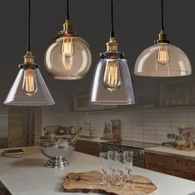 Toolight - Závesné sklenené stropné svietidlo Verto C, číre sklo, OSW-00138