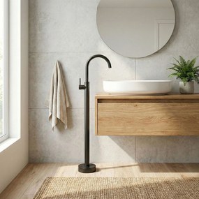 Rea Lungo, voľne stojaca umývadlová batéria, čierna matná, REA-B4302