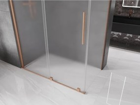 Mexen Velar, sprchový kút s posuvnými dverami 140 x 80 cm, 8mm sklo námraza, medená matná, 871-140-080-31-65
