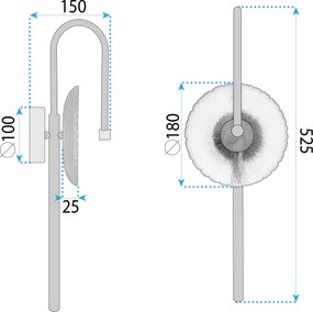 Toolight Toolight, LED nástenné svietidlo 53x18cm, 3W, 3000K, LHJ072-W, zlatá matná, OSW-50032