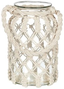 Dekoratívny sklenený lampáš 31 cm biely JALEBI Beliani