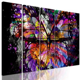 5-dielny obraz krásny abstraktný motýľ
