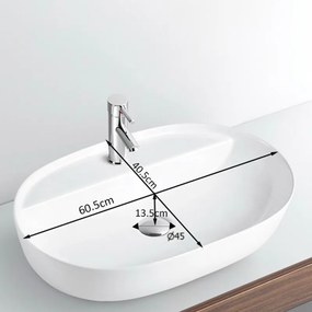 BPS-koupelny Keramické umývadlo na dosku HYD-EI-WH-605 60,5x40,5 cm, biele