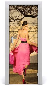 Fototapeta na dvere ľudia žena ružová 75x205 cm