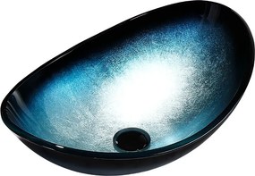 BPS-koupelny Keramické umývadlo na dosku HYD-LI-BU-BL-530 54x37 cm, modré lesk