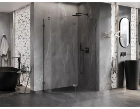 Mexen Lunar, výklopný päťuholníkový sprchový kút pravý 100 x 80 cm, 8mm číre sklo, grafitový profil, 831-100P-080L-95-00-P