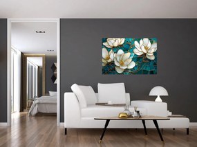 Obraz - Vitráž s magnóliou (90x60 cm)
