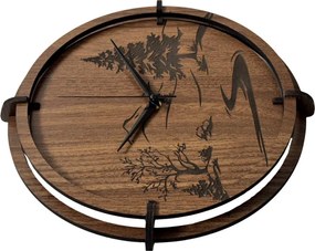 Drevené nástenné hodiny s motívom lesa – moderný dizajn | SENTOP HDF0588-ORECH-WENGE