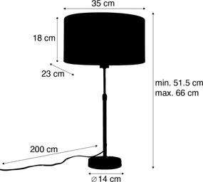 Stolná lampa bronzová s oválnym zamatovým tienidlom zelená 35cm - Parte