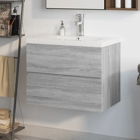 Umývadlová skrinka so vstavaným umývadlom sivá sonoma drevo