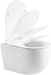 Cerano Felci, závesná WC misa Rimless 525x360x355 mm + UF toaletné sedátko, biela lesklá, CER-CER-417377