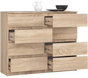 Komoda Kuba 120 cm 8 zásuviek dub sonoma