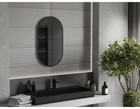 Mexen Loft, oválne kúpeľňové zrkadlo 80 x 45 cm, farba rámu čierna matná, 9851-080-045-000-70