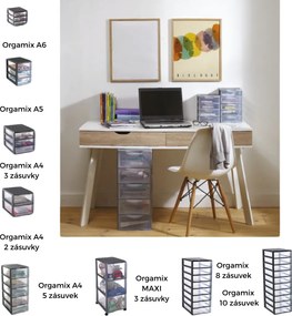 Úložný box so 6 zásuvkami, antracitová farba, OFFICEMIX