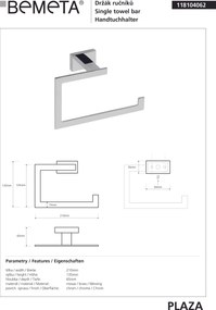 Bemeta Design PLAZA: Držiak uterákov, kruhový - 118104062
