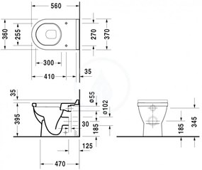 DURAVIT Starck 3 stojace WC, zadný odpad, s HygieneGlaze, biela, 0124092000