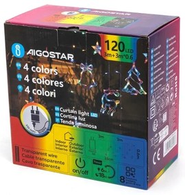 Aigostar - LED RGBY vonkajší vianočný reťaz 120xLED/6W/230V/8 funkcií 3x0,6m IP44 + diaľkové ovládanie