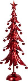 Červený kovový stromček s rolničkami Christmas Tree L - 25,5 * 11,5 * 56 cm