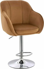 LuxuryForm DESIGN Barová stolička AVOLA VELUR na striebornom tanieri - medová