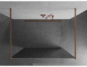 Mexen Kioto, sprchová zástena Walk-In 110 x 200 cm, 8mm sklo vzor zrkadlo, medený matný profil, 800-110-002-65-50