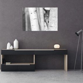 Obraz - Vlk v lese (90x60 cm)