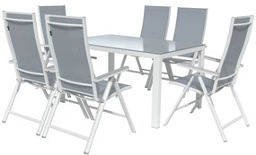 Livarno home Hliníkový záhradný stôl Houston + Hliníkové kreslo Houston s vysokým operadlom, 6 kusov  (800008274)