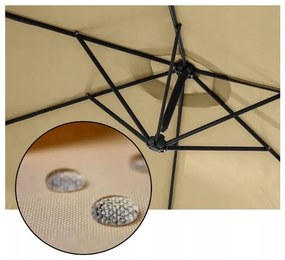 Záhradný slnečník 3,5 m so solárnym LED osvetlením – krémový, UV50+