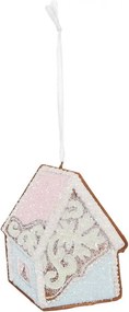 Závesná dekorácia modrá perníková chalúpka Frosted Ginger - 9*1*10 cm