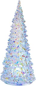 CRYSTAL LED Jedľa sklenená 28 cm - strieborná