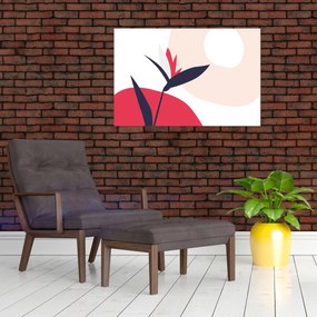 Obraz - Ružová florálna abstrakcia N⁰1 (90x60 cm)