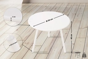 Konferenčný stolík Berea - v40 x Ø50 cm - Biela