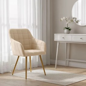 Sada štyroch jedálenských stoličiek LUXANO zamatové, béžové / zlaté nohy (4 ks)