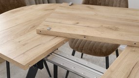 Mazzoni ALMO Dub Craft zlatý / čierne nohy - OVÁLNY ROZKLADACÍ STÔL 120-220 cm PRE 10-12 OSÔB