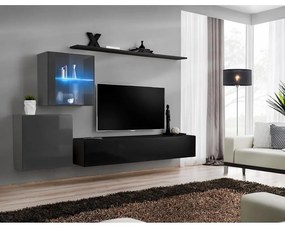Obývacia stena Switch XV Sklo +LED grafit / čierna