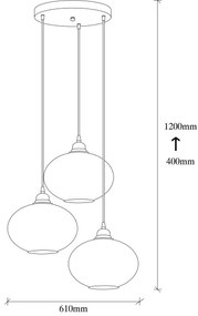 Luster na lanku SMOKED 3xE27/40W/230V