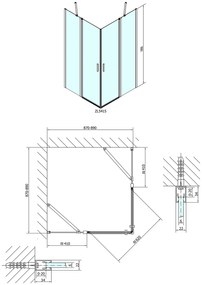 Polysan Polysan, ZOOM LINE štvorcová sprchová zástena 900x900mm, číre sklo, ZL5415