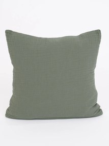 Mušelínová obliečka na vankúš 40 × 40 cm – Alexia Duo olivová/prírodná