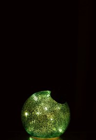 LED skleněná koule tyrkysová malá – 15*15*17,5 cm