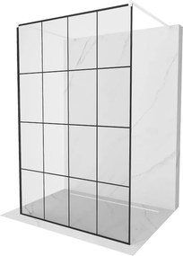Mexen Kioto, sprchová zástena Walk-In 150 x 200 cm, 8mm sklo čierny vzor, biely profil, 800-150-002-20-77