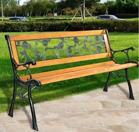 Lean Drevená záhradná lavička s kovovou konštrukciou