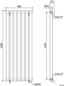 Mexen Texas, vykurovacie teleso 1200 x 460 mm, 502 W, čierna, W203-1200-460-00-70