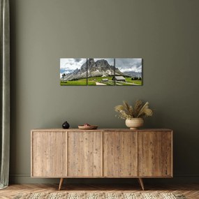 Obraz - V rakúskych horách (s hodinami) (90x30 cm)