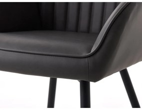 Tmavosivé čalúnené jedálenské kreslá v súprave s podrúčkami 2 ks Nolan Stripe – Unique Furniture