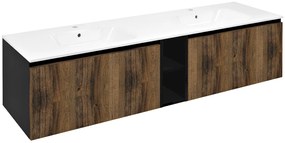 Sapho Sapho, LOREA skrinka 160x46x51,5cm (70+20+70cm), dub collingwood/čierna matná, LE070-1935-10