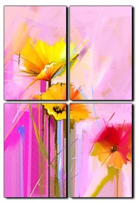 Obraz na plátne - Abstraktná maľba, jarné kvety reprodukcia - obdĺžnik 7269E (90x60 cm)